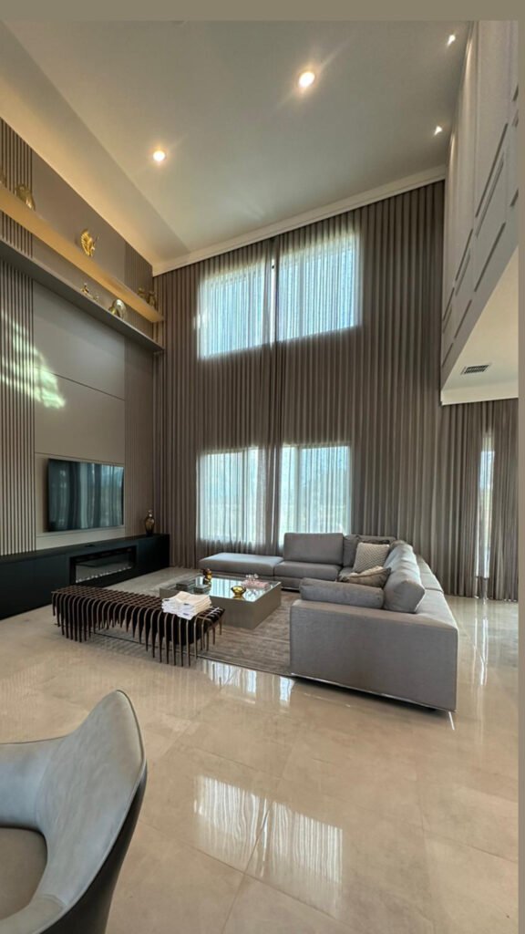 custom curtains for large windows in modern living room